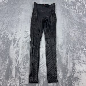 SPANX Faux Leather Shaping Slimming Moto Leggings Black Womens Size XS